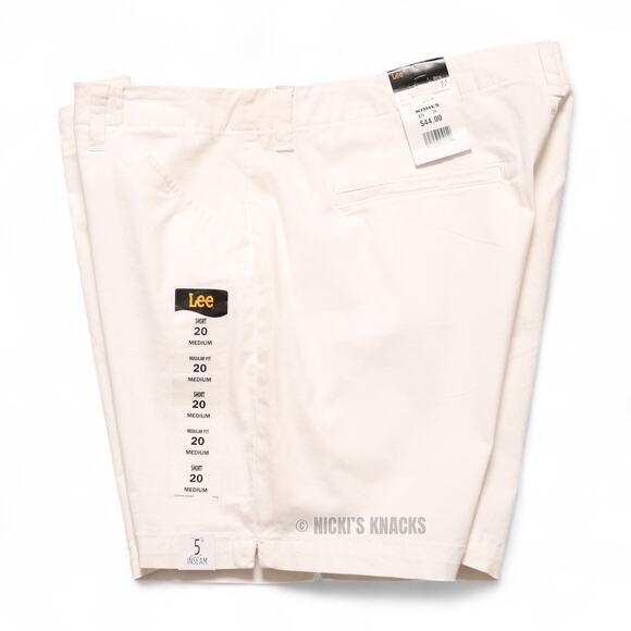 Lee Plus Size White Mid Rise Twill Shorts 5" Cotton Stretch Summer Casual Sze 20 - Picture 4 of 9
